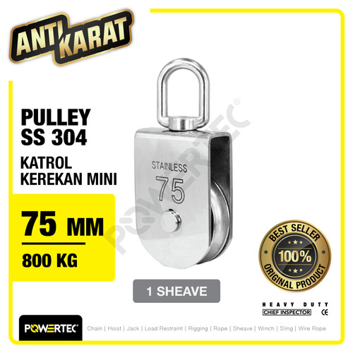 Small Pulley SS 304 Katrol Kerekan 75mm - 1 Sheave Stainless POWERTEC