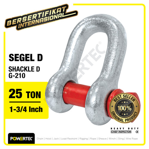 Shackle D G210 25 Ton - 1-3/4" Segel Dee Screw Pin POWERTEC