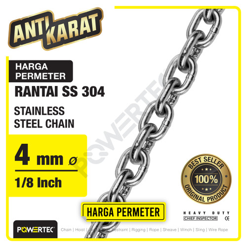 Rantai SS 304 4mm Stainless Steel Chain POWERTEC - Meteran