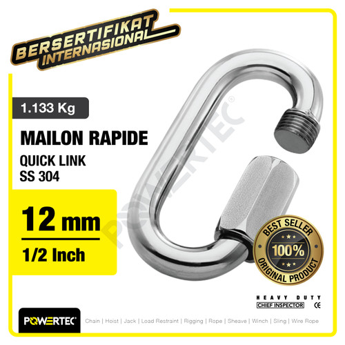 Quick Link / Mailon Rapide SS 12mm Screw Lock Climbing Gear POWERTEC