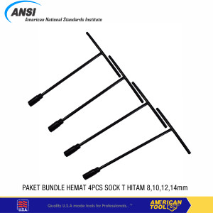 Paket Bundling 4Pcs Socket T Hitam 8,10,12,14mm American Tool