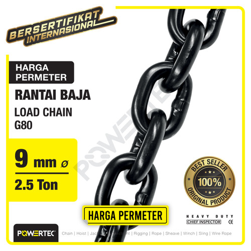 Load Chain / Rantai Baja G80 - 9mm POWERTEC - Meteran