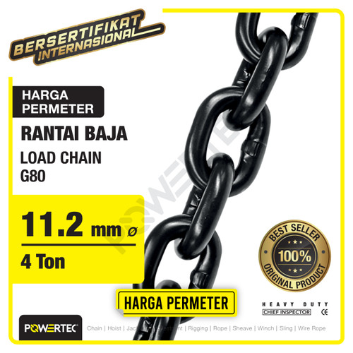 Load Chain / Rantai Baja G80 - 11.2mm POWERTEC - Meteran