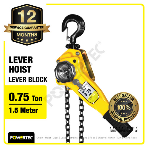 Lever Block / Lever Hoist 0.75 Ton x 1.5 Meter POWERTEC