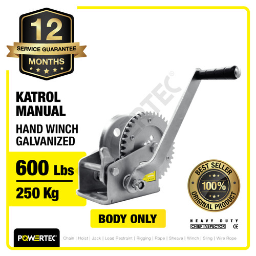 Hand Winch / Boat Winch / Katrol Manual 600lbs / 250Kg Galv POWERTEC