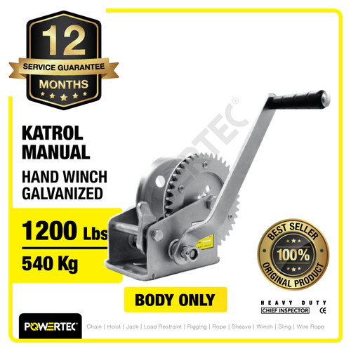 Hand Winch / Boat Winch / Katrol Manual 1200lbs / 540Kg Galv POWERTEC