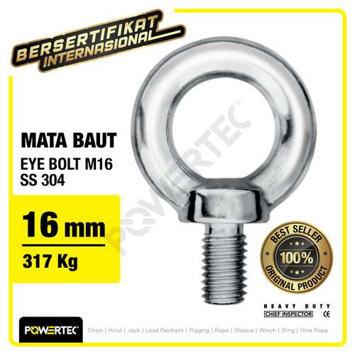 Eye Bolt / Mata Baut POWERTEC SS 304 M16 POWERTEC