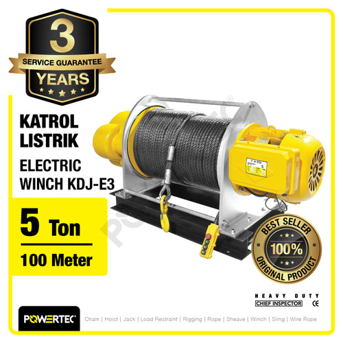 Electric Winch Hoist 5 Ton x 200 Meter 3 Phase KDJ-E3 POWERTEC