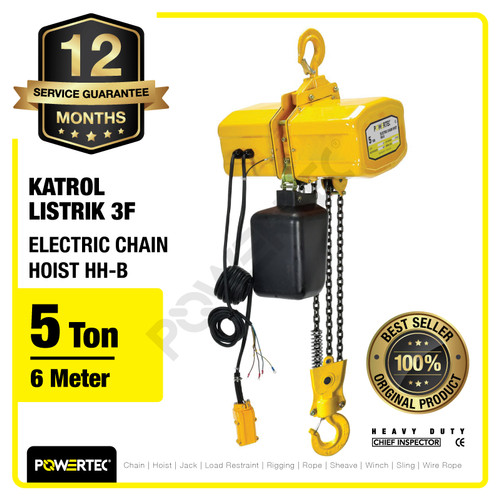 Electric Chain Hoist 5 Ton x 6 Meter HH-B 3F POWERTEC