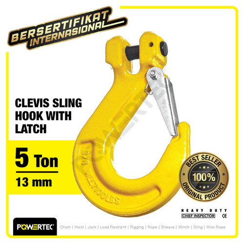 Clevis Sling Hook with Latch 13mm - 5 Ton POWERTEC