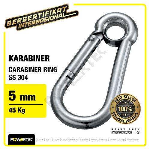 Carabiner / Karabiner Ring SS 304 5 mm POWERTEC