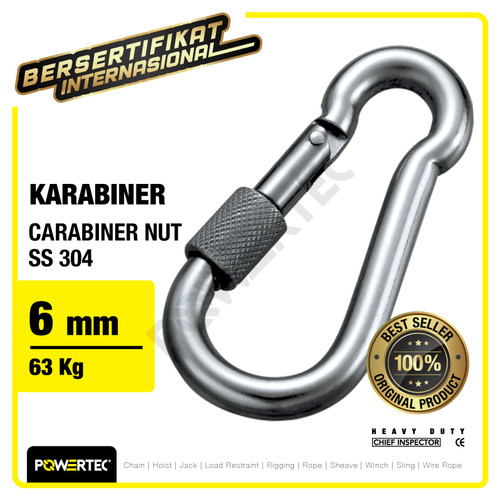 Carabiner / Karabiner Nut SS 304 6 mm POWERTEC