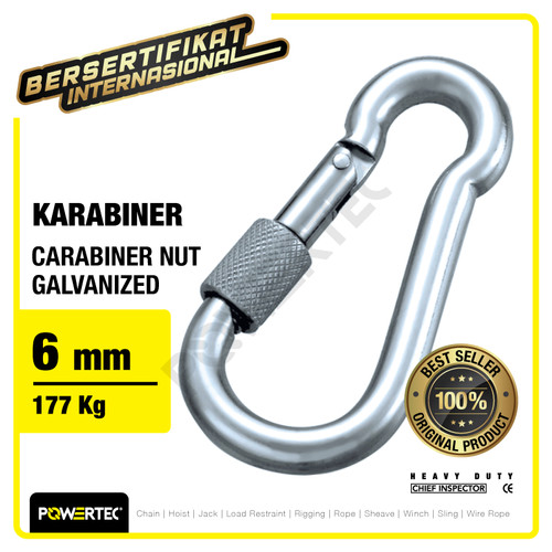 Carabiner / Karabiner Nut Galvanized 6 mm POWERTEC