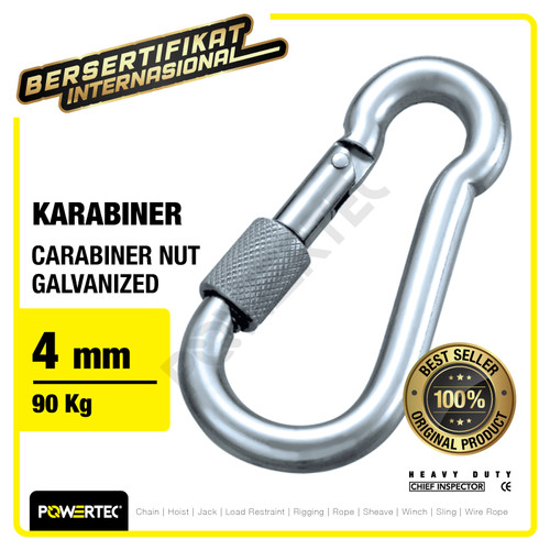 Carabiner / Karabiner Nut Galvanized 4 mm POWERTEC