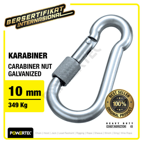 Carabiner / Karabiner Nut Galvanized 10 mm POWERTEC