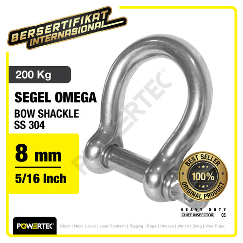 Bow Shackle Omega Stainless Steel 304 8mm Segel SS POWERTEC