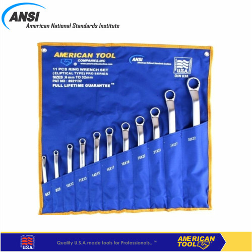 American Tool 8921132 Set Kunci Ring Elliptical [11 Pcs]