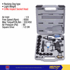 14 Pcs Air Impact Wrench Set 1/2 DR American Tool 8958059