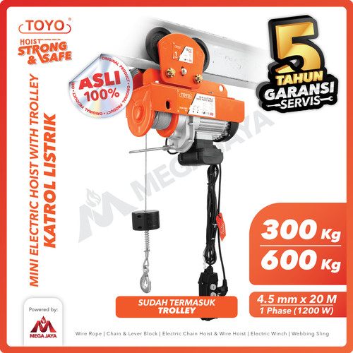 Mini Electric Hoist Trolley set / Katrol Listrik 300/600Kg x 20M TOYO