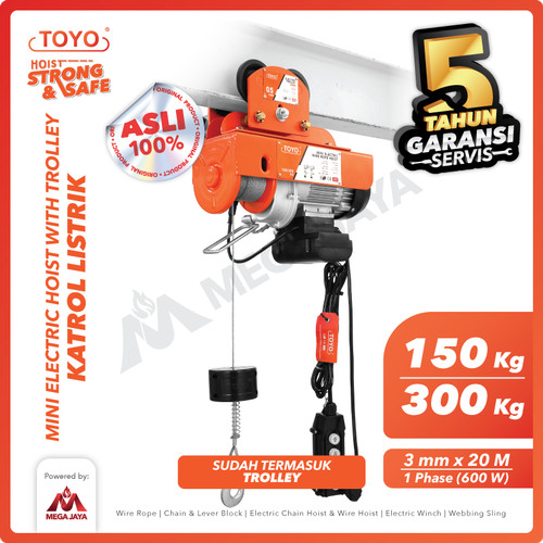 Mini Electric Hoist Trolley set / Katrol Listrik 150/300Kg x 20M TOYO