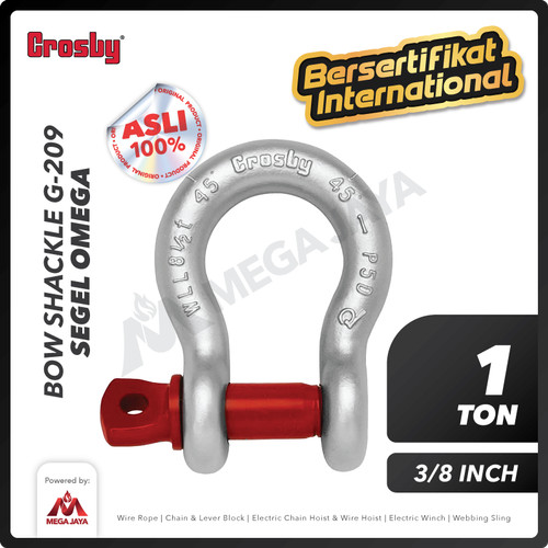 Bow Shackle Omega G209 1 Ton - 3/8" CROSBY Segel Screw Pin