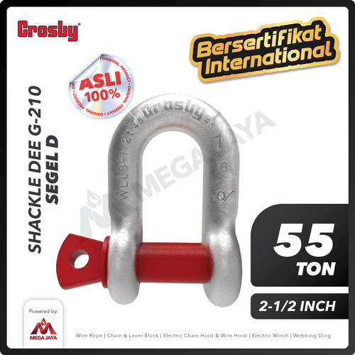 Shackle D G210 55 Ton - 2-1/2" CROSBY Segel Dee Screw Pin