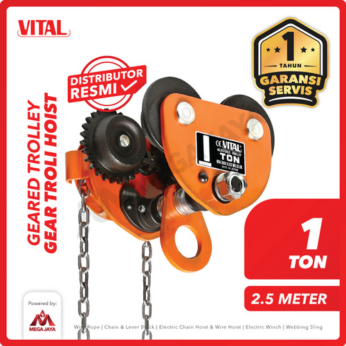 Geared Trolley / Gear Troli Hoist 1 Ton x 2.5 Meter VITAL