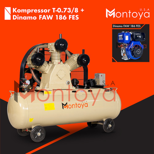 Kompresor angin MONTOYA 7,5 hp T-0.73/8 + Diesel FAW 186FES