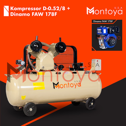 Kompresor angin MONTOYA 5,5 hp D-0.52/8 + Diesel FAW 178F