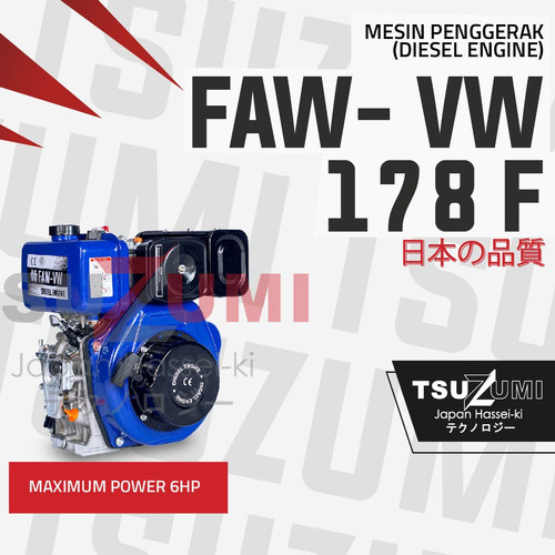 Mesin penggerak engine solar diesel FAW-VW 6 hp pk 178F Tsuzumi