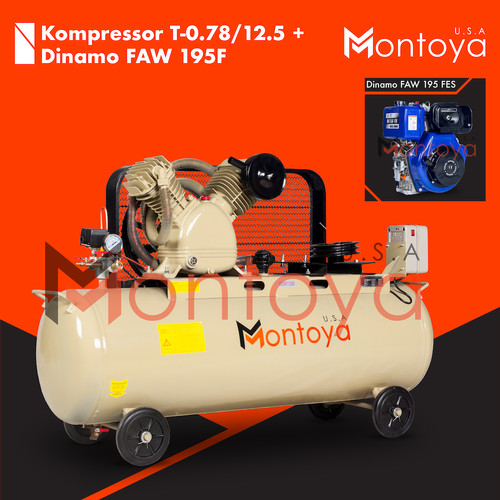 Kompresor angin MONTOYA 10 hp T-0.78/12.5 + Diesel FAW 195FES