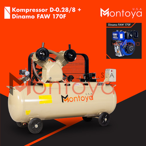 Kompresor angin MONTOYA 3 hp D-0.28/8 + Diesel FAW 170F