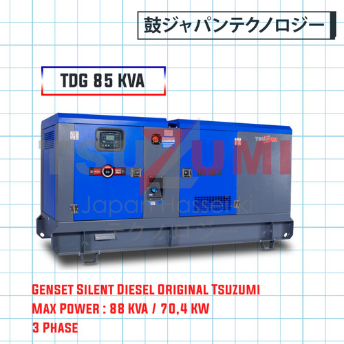 Genset Diesel Super Silent 80 85 KVA Tsuzumi TDG 85 KVA 3 phase