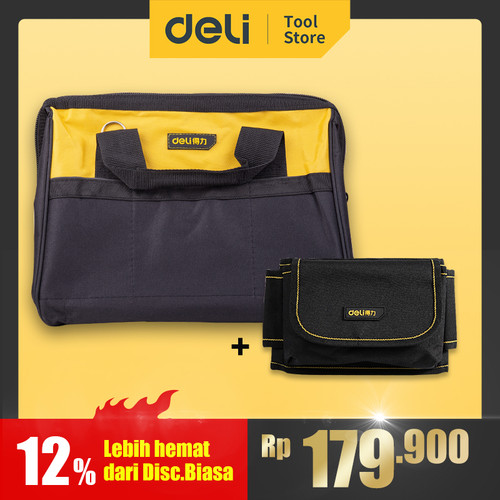 Deli Tool Bag 16 inch + Tas Perkakas Pinggang Panjang 15cm