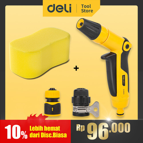 Deli Paket Cuci Mobil Motor - Semprotan 3in1 ABS + Spons 18cm Premium