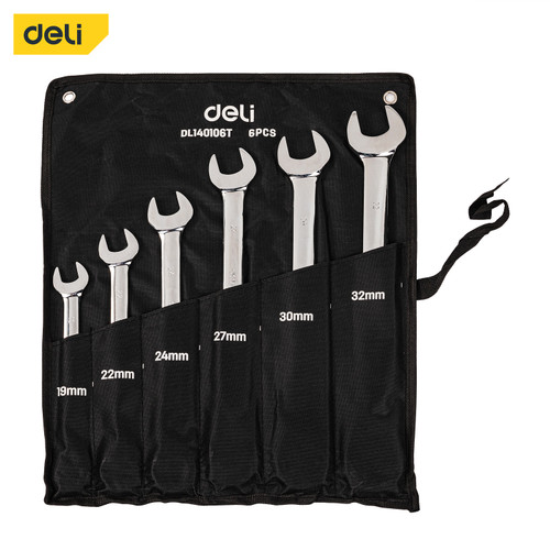 Deli Wrench Set Kunci Ring Pas Ratchet 6Pcs 19-32 mm Chrome EDL140106T