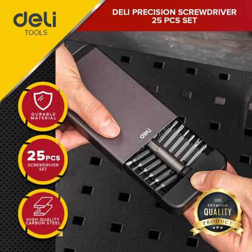 Deli Obeng Set Presisi Magnet / Screwdriver Set 25 Pcs Perkakas DL3525