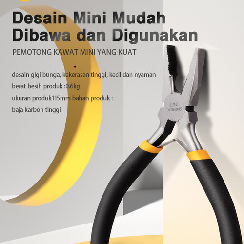 Deli Mini Pliers/ Tang Mini 4.5" Bahan Baja Carbon Steel Kuat DL103045