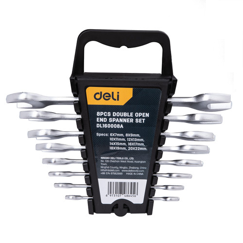 Deli Double Open End Spanner Set / Set Kunci Pas Dobel 8 Pcs DL160008A