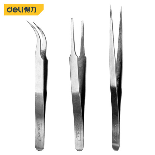 Deli Tweezer Set / Set Pinset Isi 3 Stainless Steel Perkakas DL396003