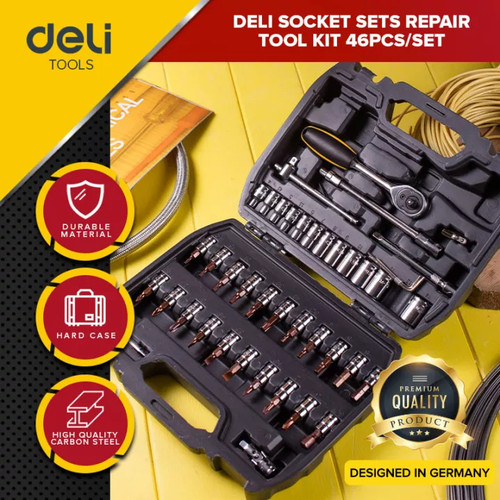 Deli Socket Sets / Paket Kunci Sok 46pcs/set Alat Perkakas DL1046