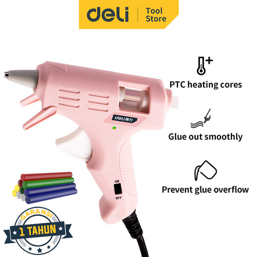 Deli Hot Melt Glue Gun / Lem Tembak 20W 2 Warna 10 Lem DL39002X