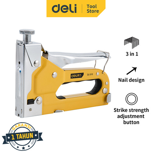 Deli Staple Gun / Staples Tembak 3 in 1 Chromium Alat Perkakas DL1313