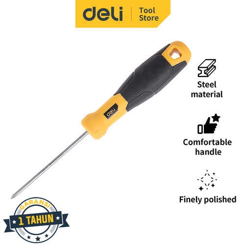 Deli Phillips Screwdriver / Obeng Plus 6inch x PH1/PH2 Chrome DL63X150