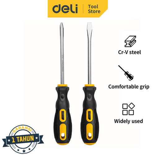 Deli Screwdriver Sets / Set Obeng 2 Pcs Chrome Alat Perkakas DL260002B