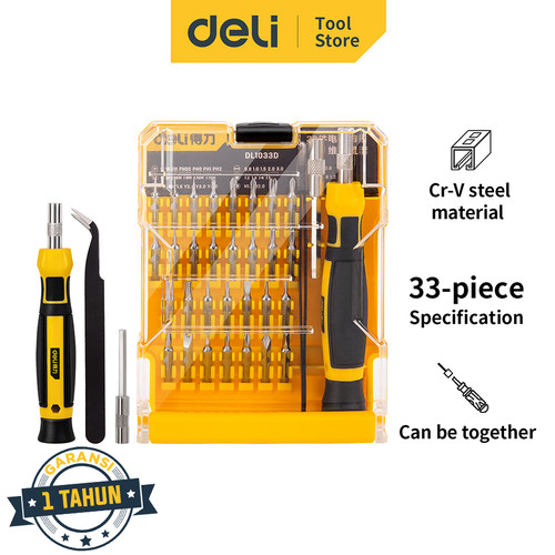 Deli Set Obeng Presisi /Screwdriver Set 33 Pcs Chrome Perkakas DL1033D