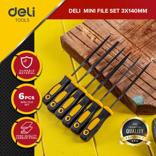 Deli Mini File / Set Alat Kikir Besi 6Pcs 3x140mm High-quality DL2141