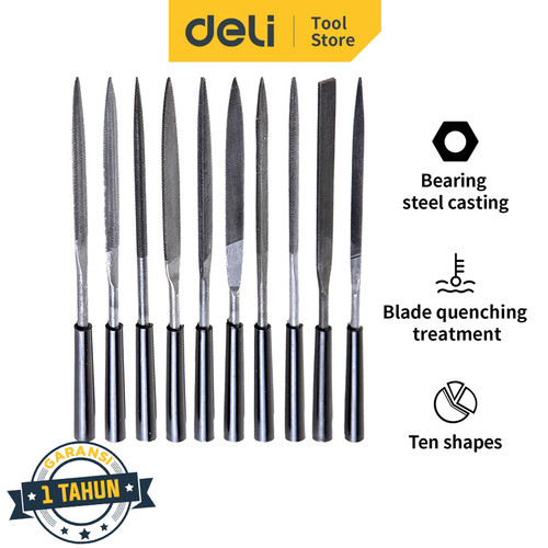 Deli Mini File / Set Alat Kikir Besi 10Pcs 5x180mm High-quality DL2180