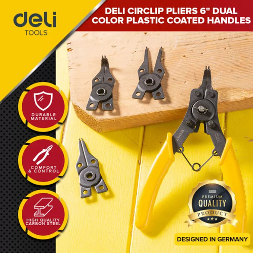 Deli Tang Snapring / Plier 6" 5in1 Carbon steel alat perkakas DL104506