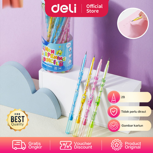 Deli Non-sharpening Pencil Pensil Sambung Susun Bensia 2B Kartun EC086